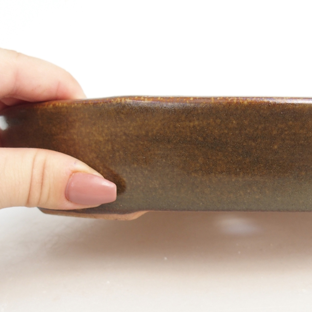 Ceramic bonsai bowl 22 x 17 x 4 cm, brown