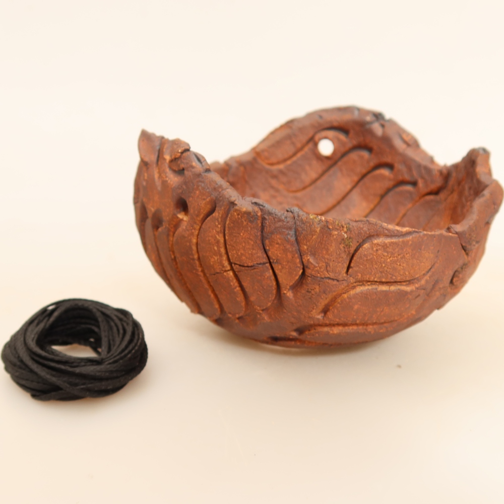 Ceramic Kokedama Pot, 10 x 10 x 6.5 cm, Brown