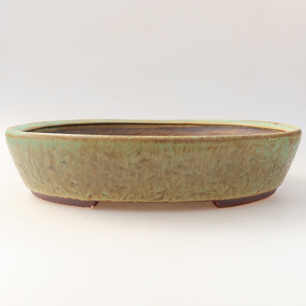 Ceramic bonsai bowl 27 x 24 x 6 cm, green