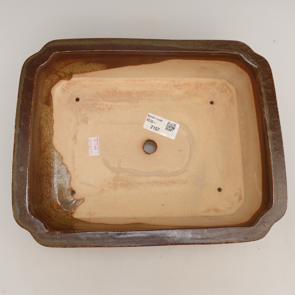 Ceramic bonsai pot, 27.5 x 21.5 x 7 cm, brown