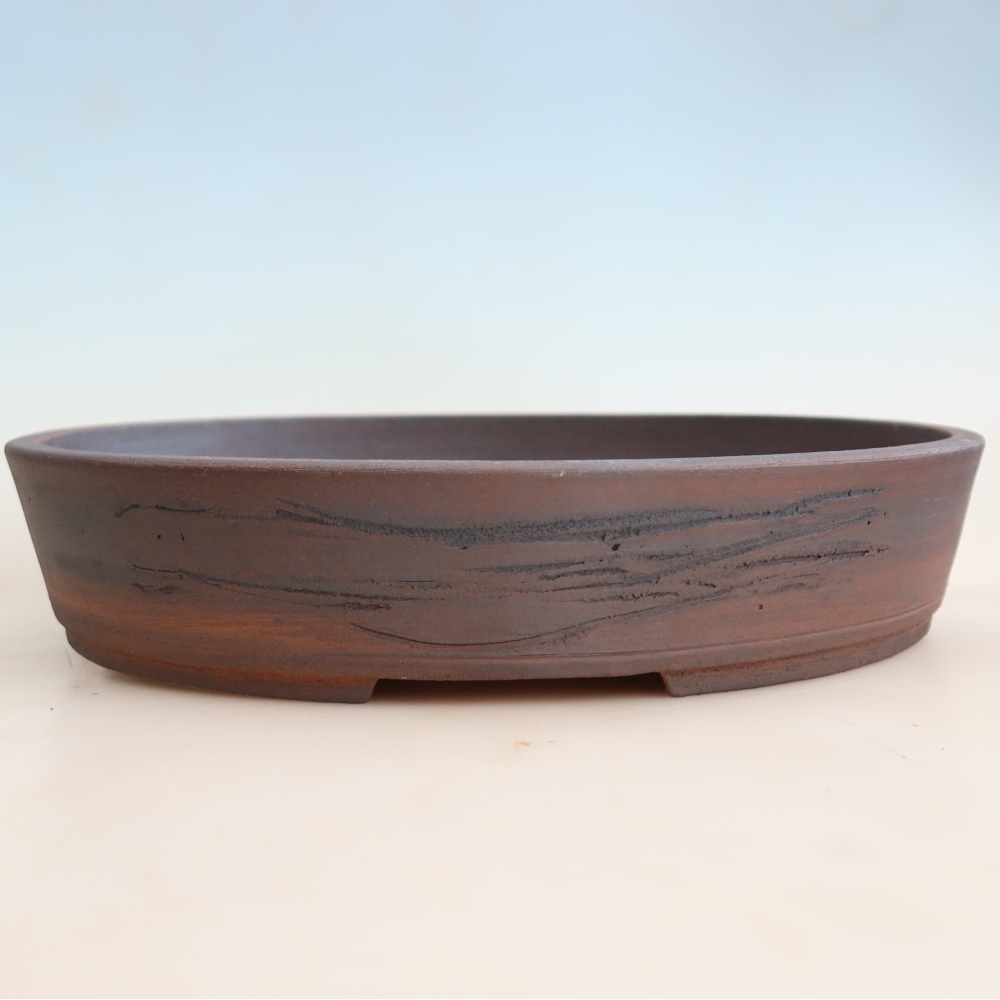 Ceramic bonsai pot, 37.5 x 30 x 7 cm, brown