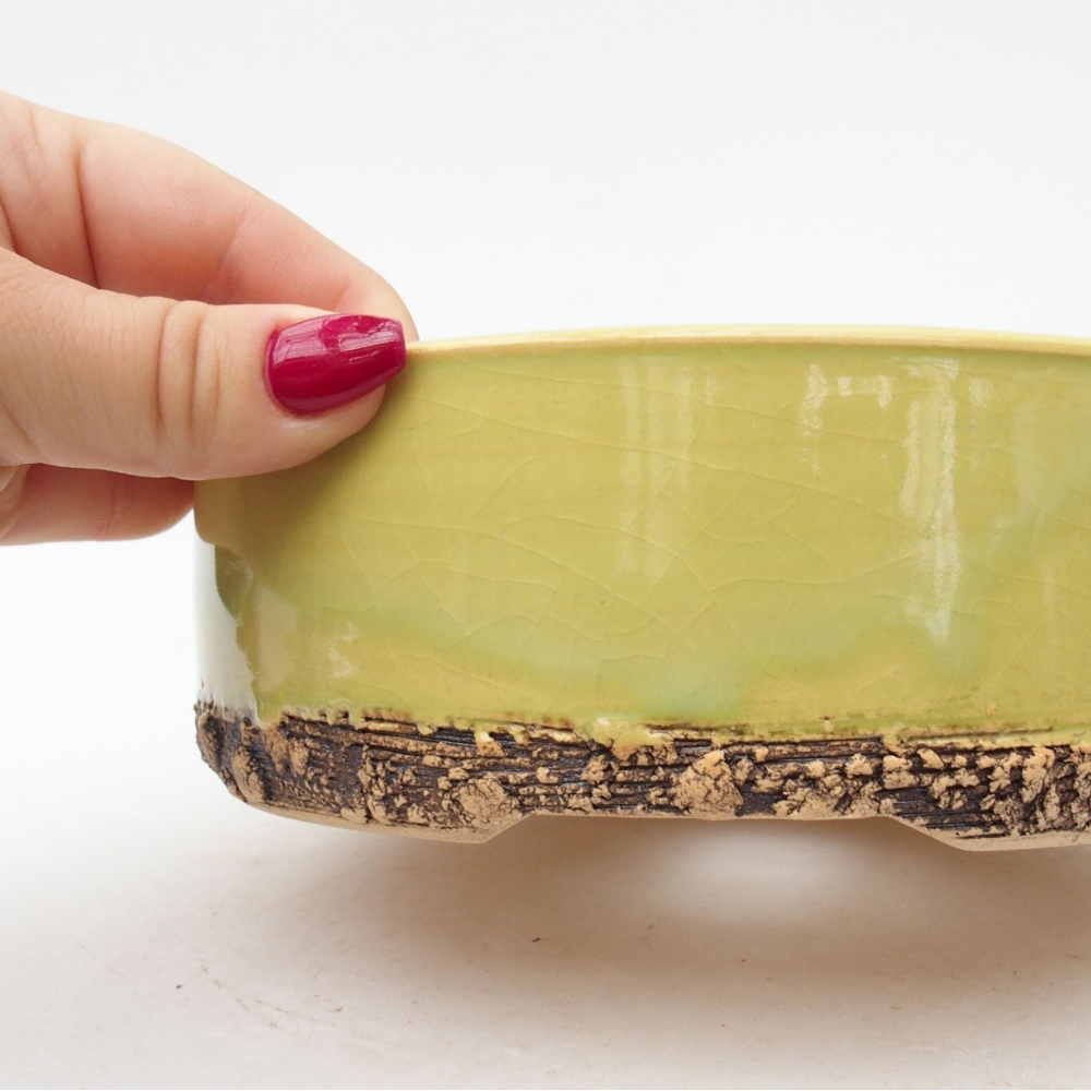 Ceramic bonsai bowl 17,5 x 17,5 x 5,5 cm, color green