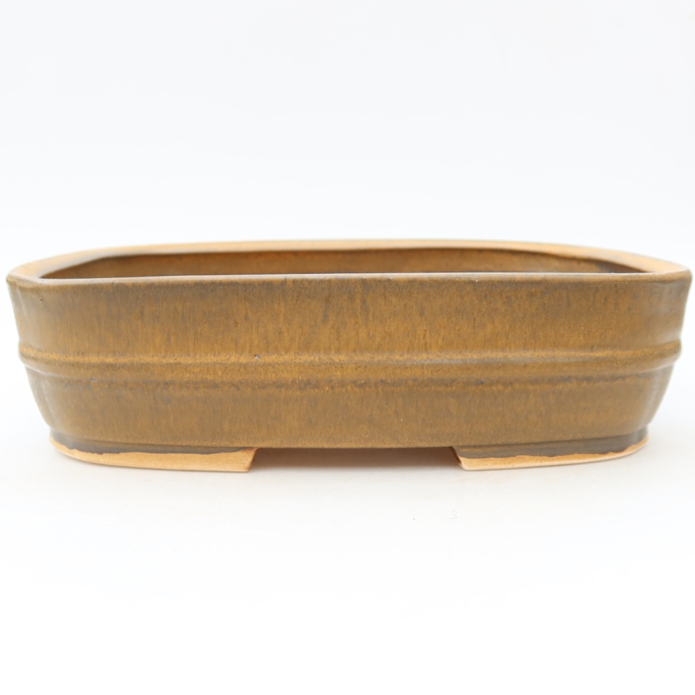 Ceramic bonsai pot, 24.5 x 20.5 x 6.5 cm, brown