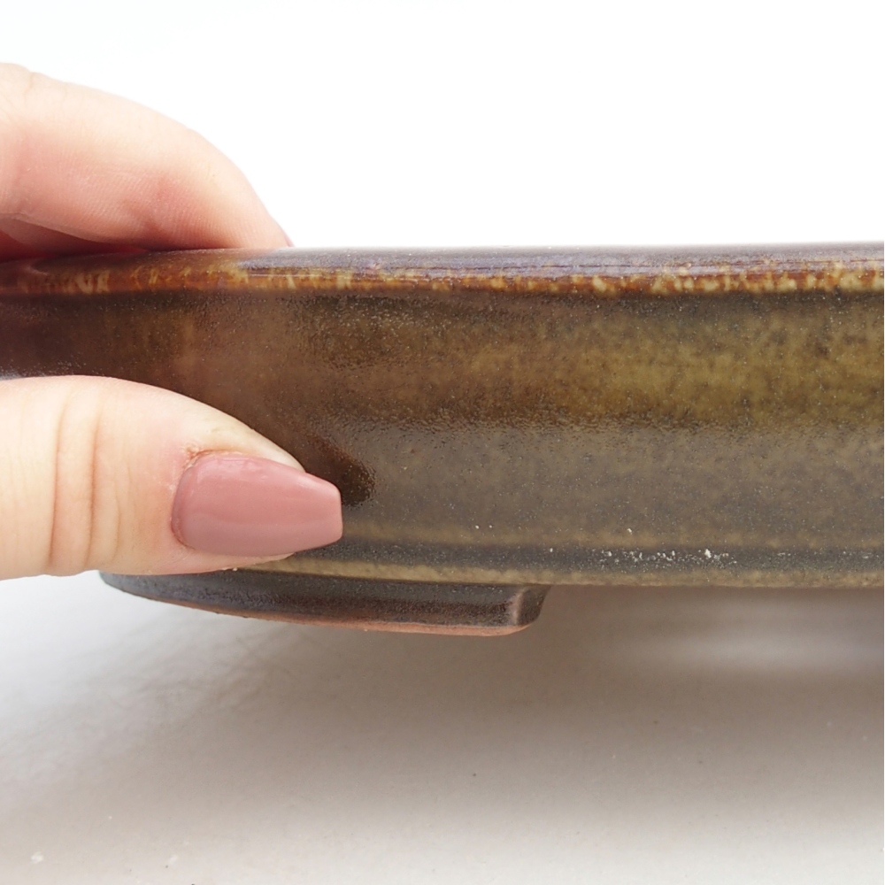 Ceramic bonsai bowl 24,5 x 20 x 4 cm, brown