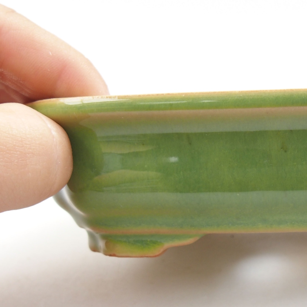 Ceramic bonsai bowl 14 x 10,5 x 4 cm, color green