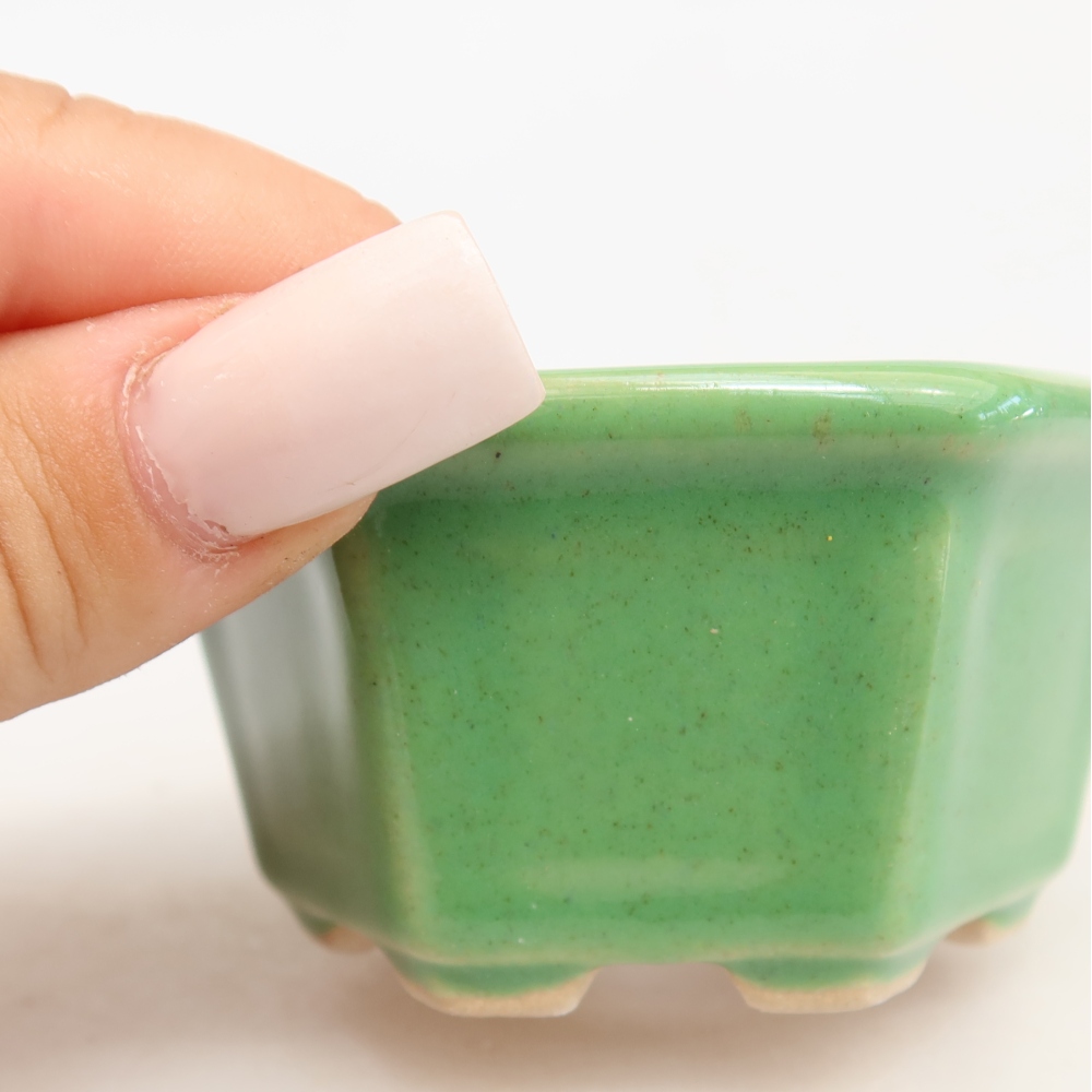 Ceramic bonsai pot, 7.5 x 7 x 4 cm, green