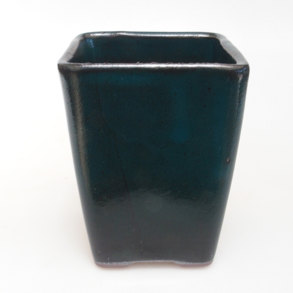 Ceramic bonsai bowl 8,5 x 8,5 x 11 cm, color green
