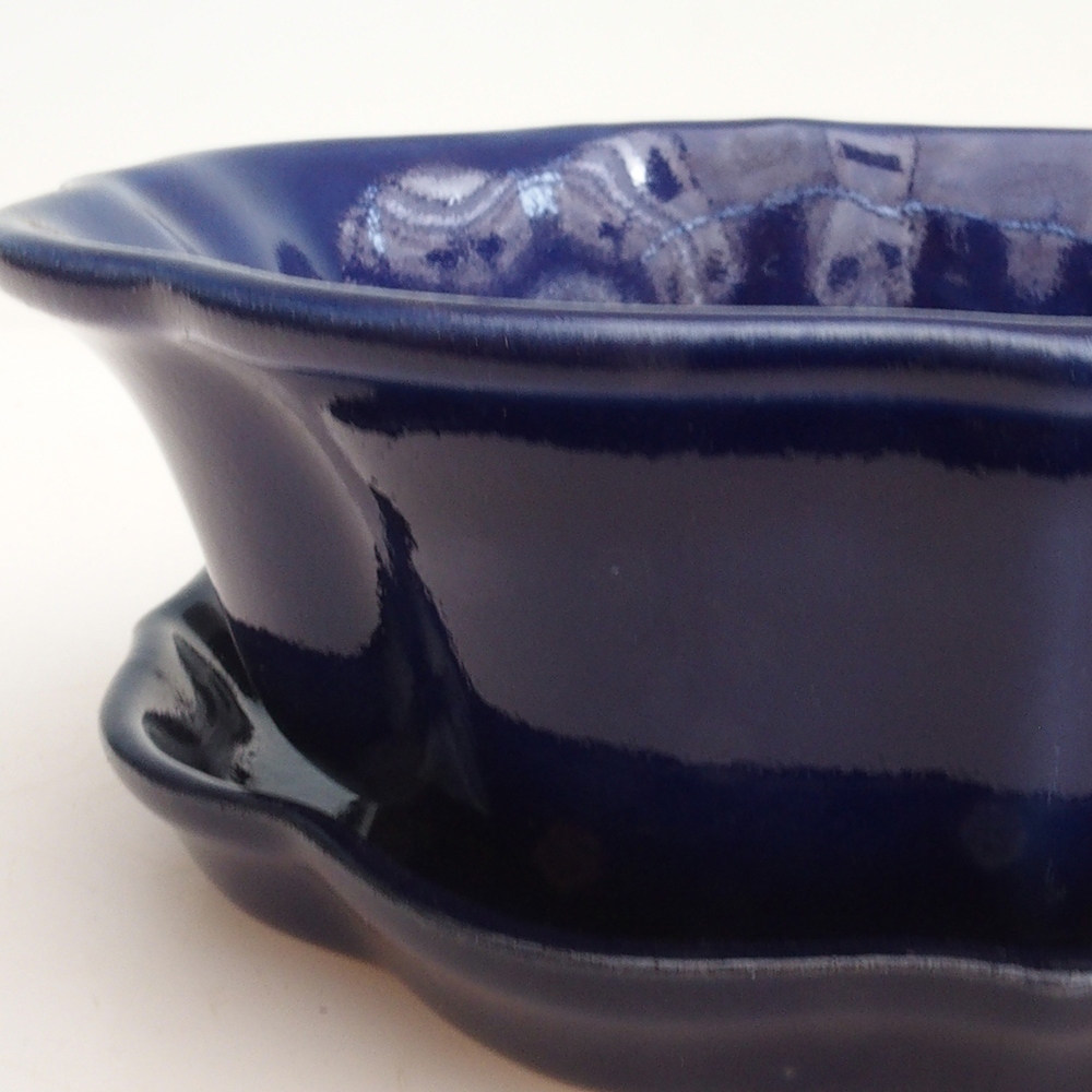 Bonsai bowl + saucer H06 - 14.5 x 14.5 x 5 cm. - blue