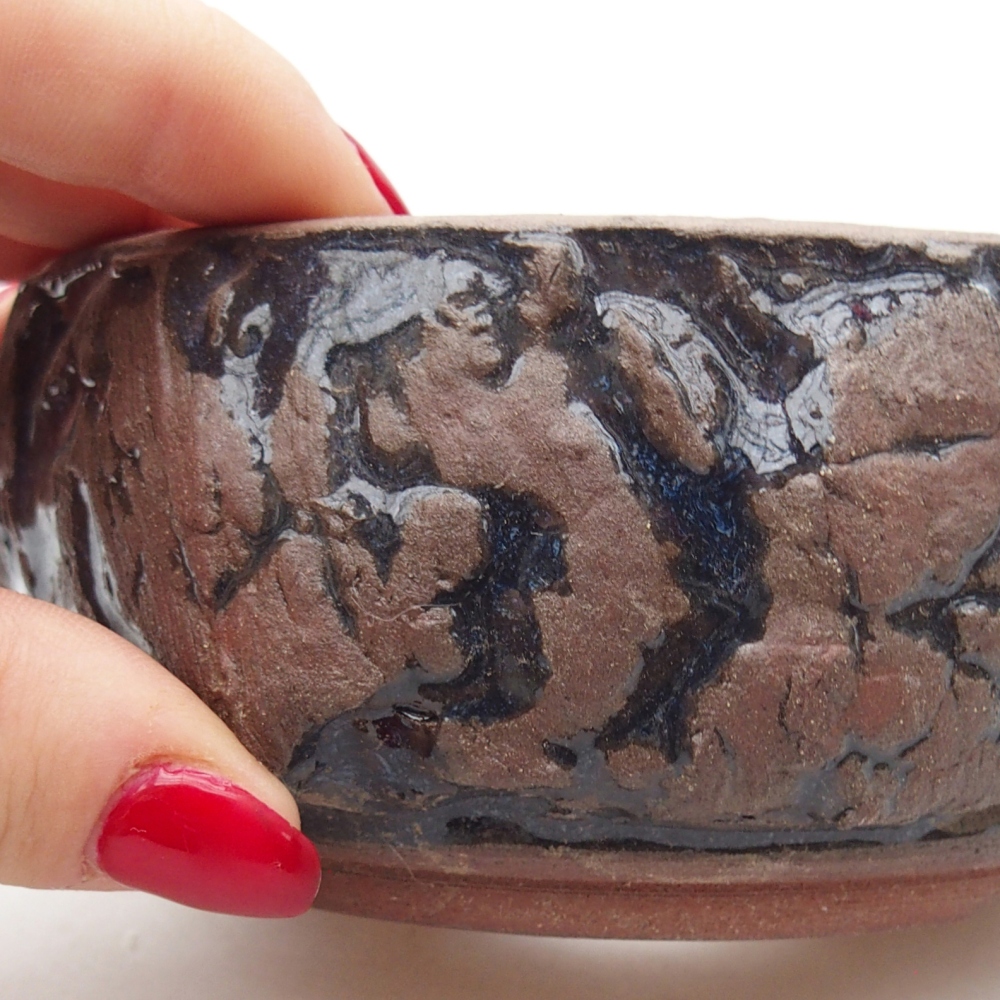 Ceramic bonsai bowl 10,5 x 10,5 x 5 cm, brown