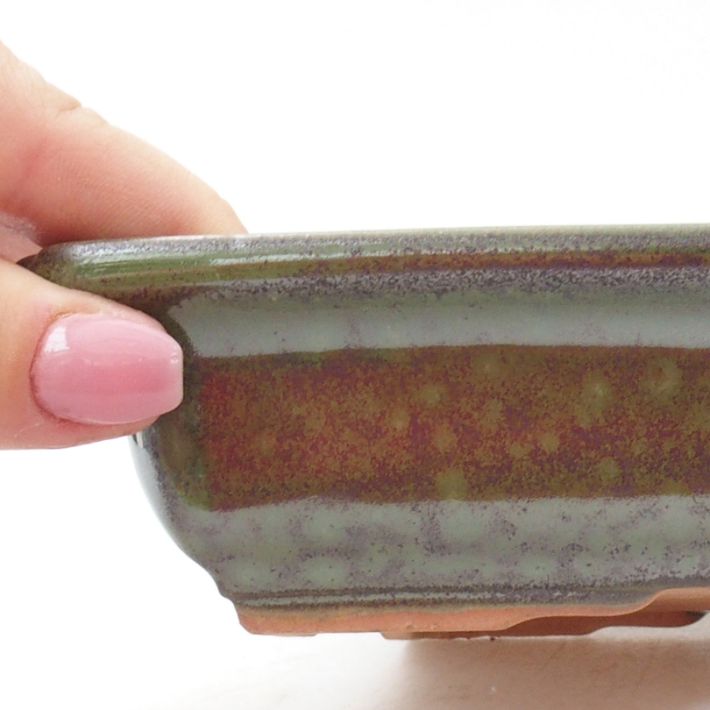 Ceramic bonsai bowl 17,5 x 13 x 4 cm, color green