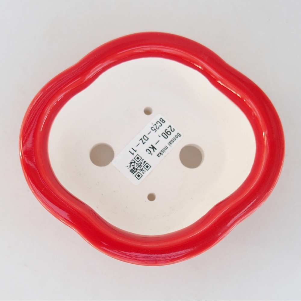Ceramic bonsai bowl 13 x 12 x 5 cm, colour red