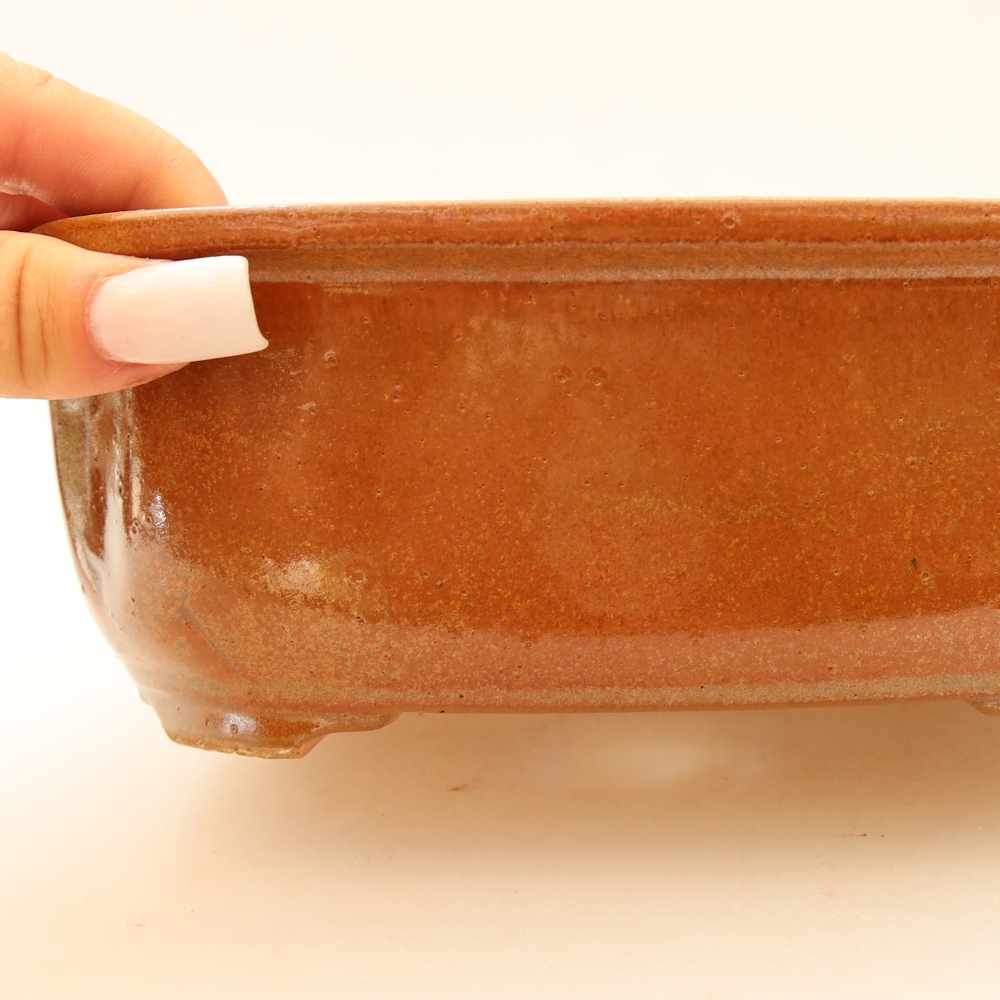 Ceramic bonsai pot, 22.5 x 17.5 x 7.5 cm, brown