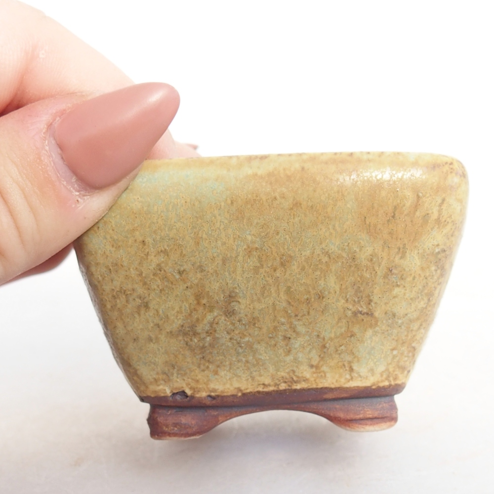 Ceramic bonsai bowl 6 x 6 x 4 cm, green