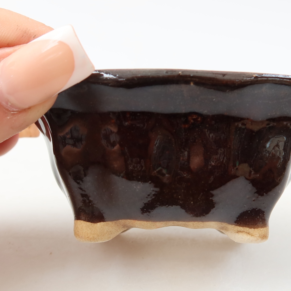 Ceramic bonsai bowl 7,5 x 7 x 3,5 cm, brown