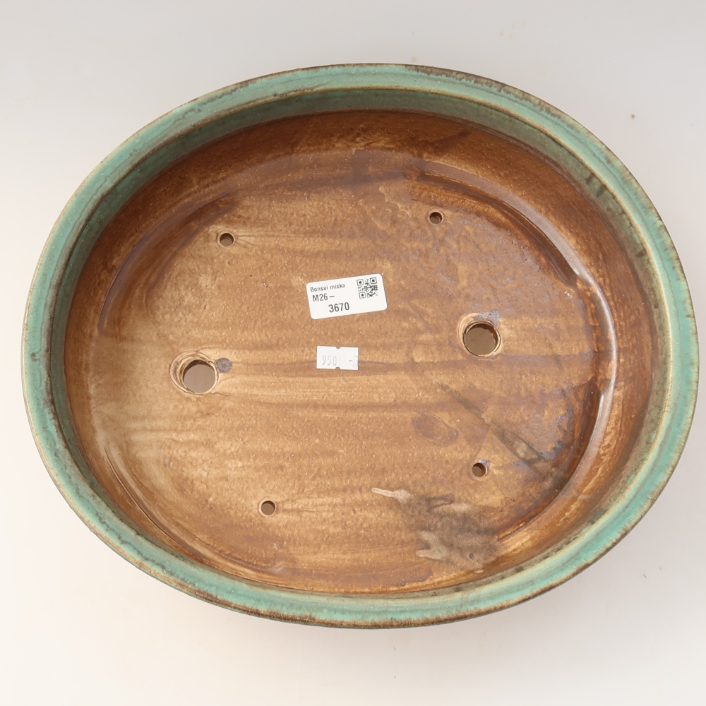 Ceramic bonsai pot, 31 x 27 x 7.5 cm, green
