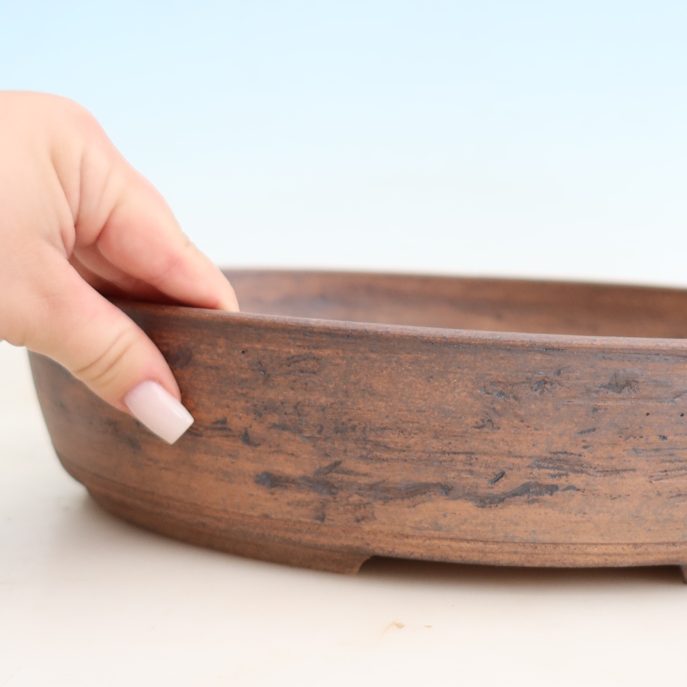Ceramic bonsai pot, 36 x 30 x 7 cm, brown