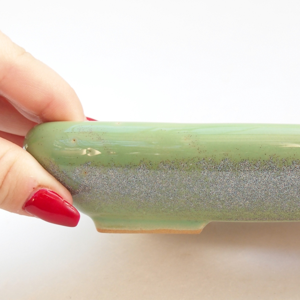 Ceramic bonsai bowl 16,5 x 13,5 x 3,5 cm, green