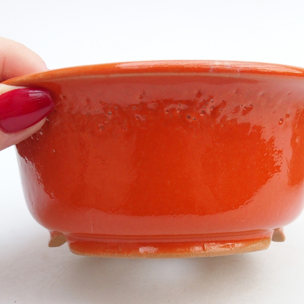 Ceramic bonsai bowl 13 x 13 x 5 cm, orange