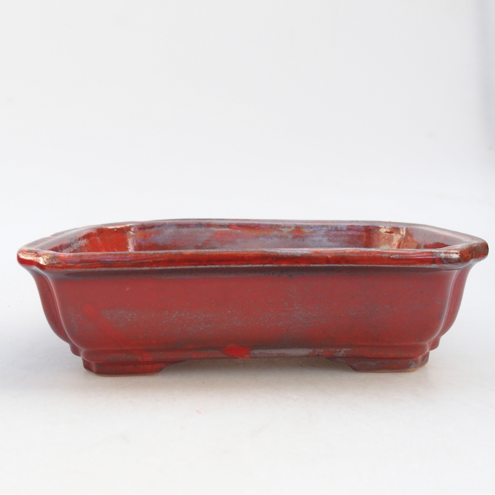 Ceramic bonsai bowl 18 x 13,5 x 5 cm, colour red