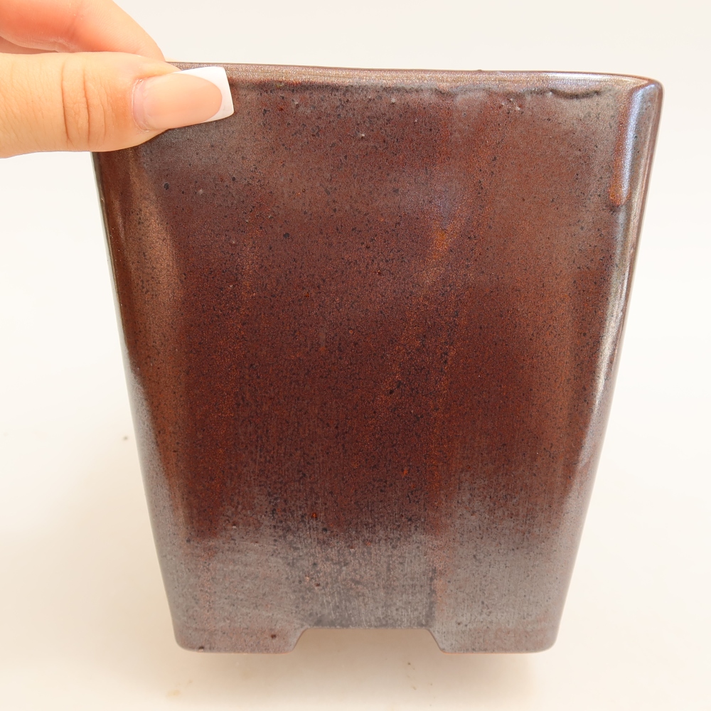 Ceramic bonsai bowl 13,5 x 13,5 x 15 cm, metal colour