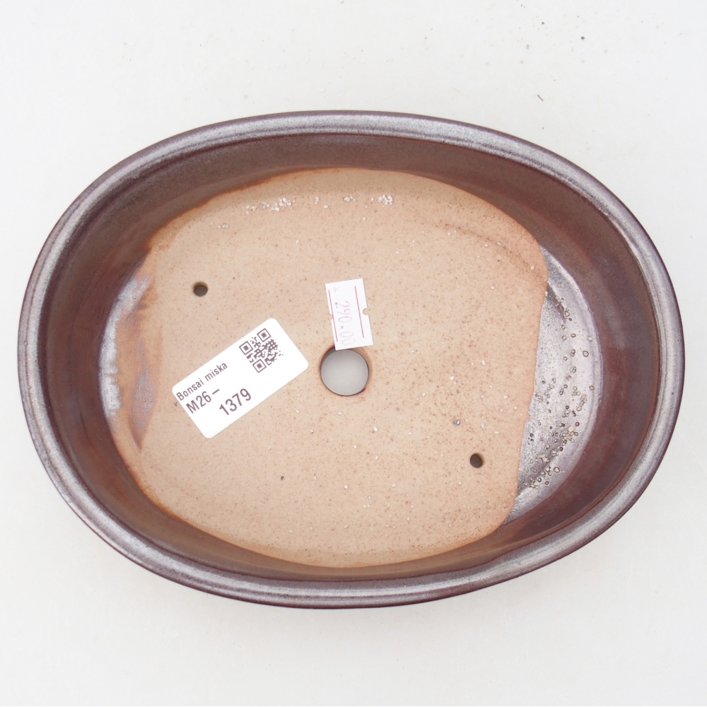 Ceramic bonsai bowl 19 x 14,5 x 4,5 cm, brown