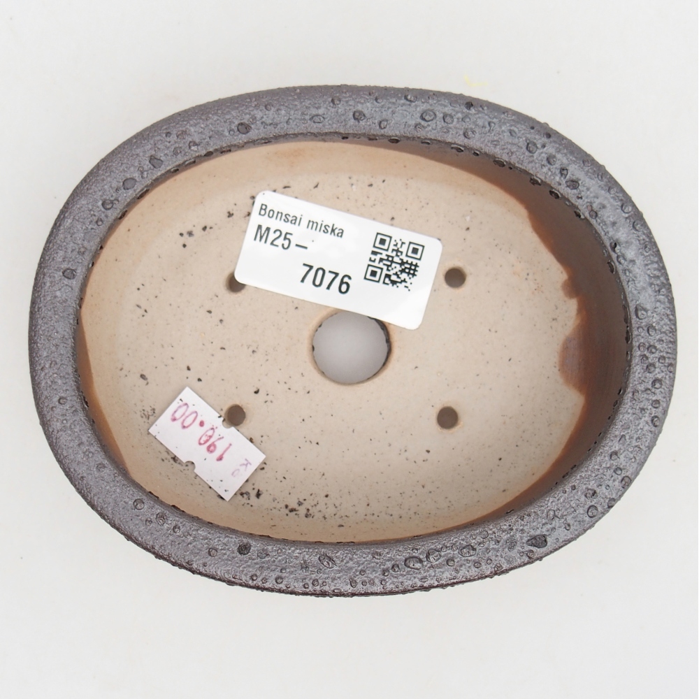 Ceramic bonsai bowl 12 x 9,5 x 3,5 cm, metal colour