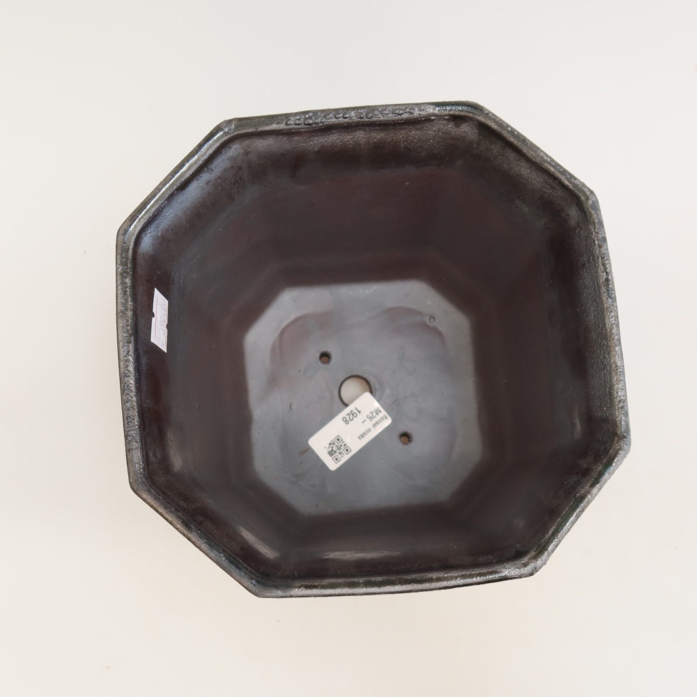 Ceramic bonsai pot, 17.5 x 17.5 x 15.5 cm, metallic color