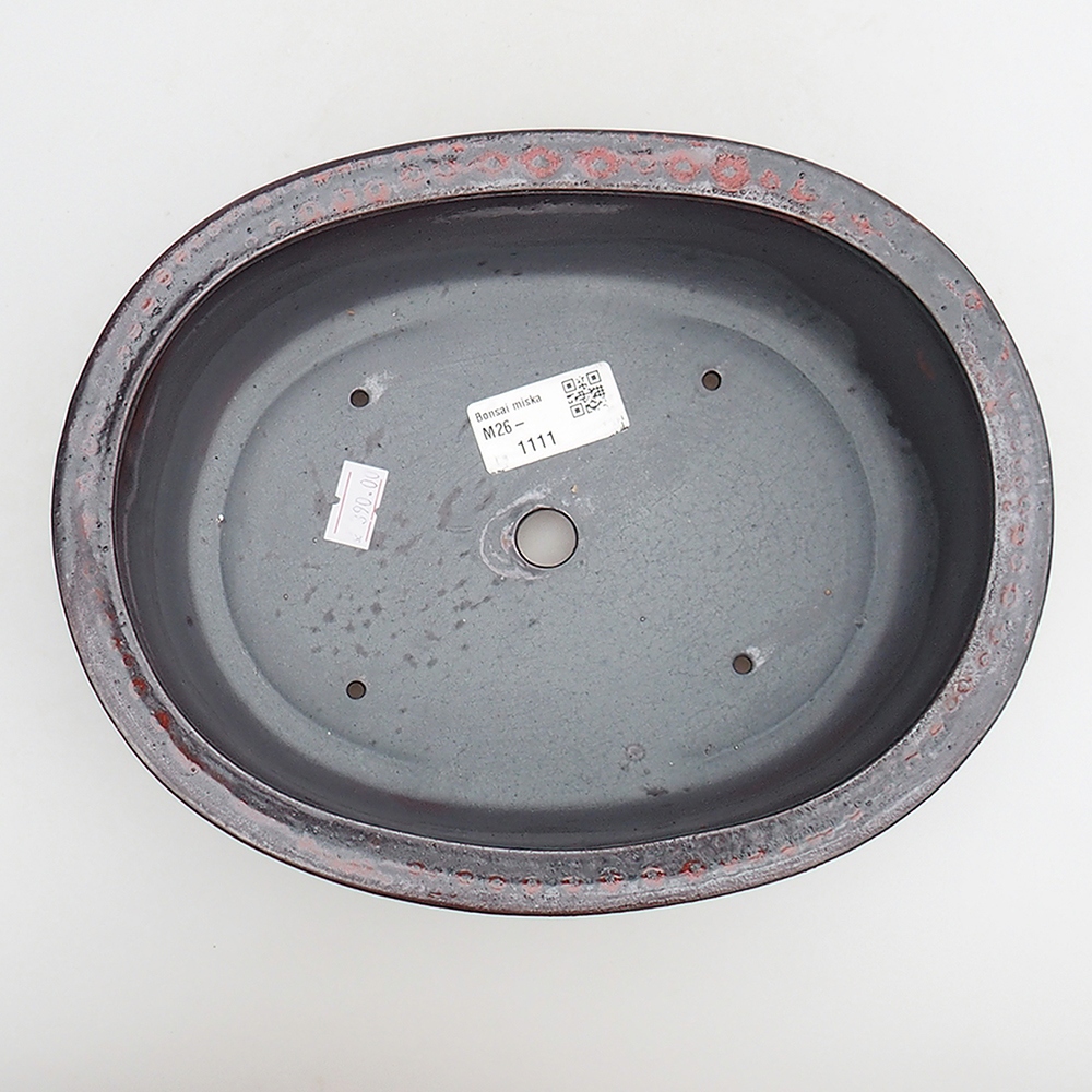 Ceramic bonsai bowl 23 x 19 x 7 cm, red-black