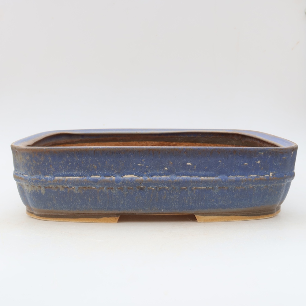 Ceramic bonsai pot, 29.5 x 23 x 7 cm, blue