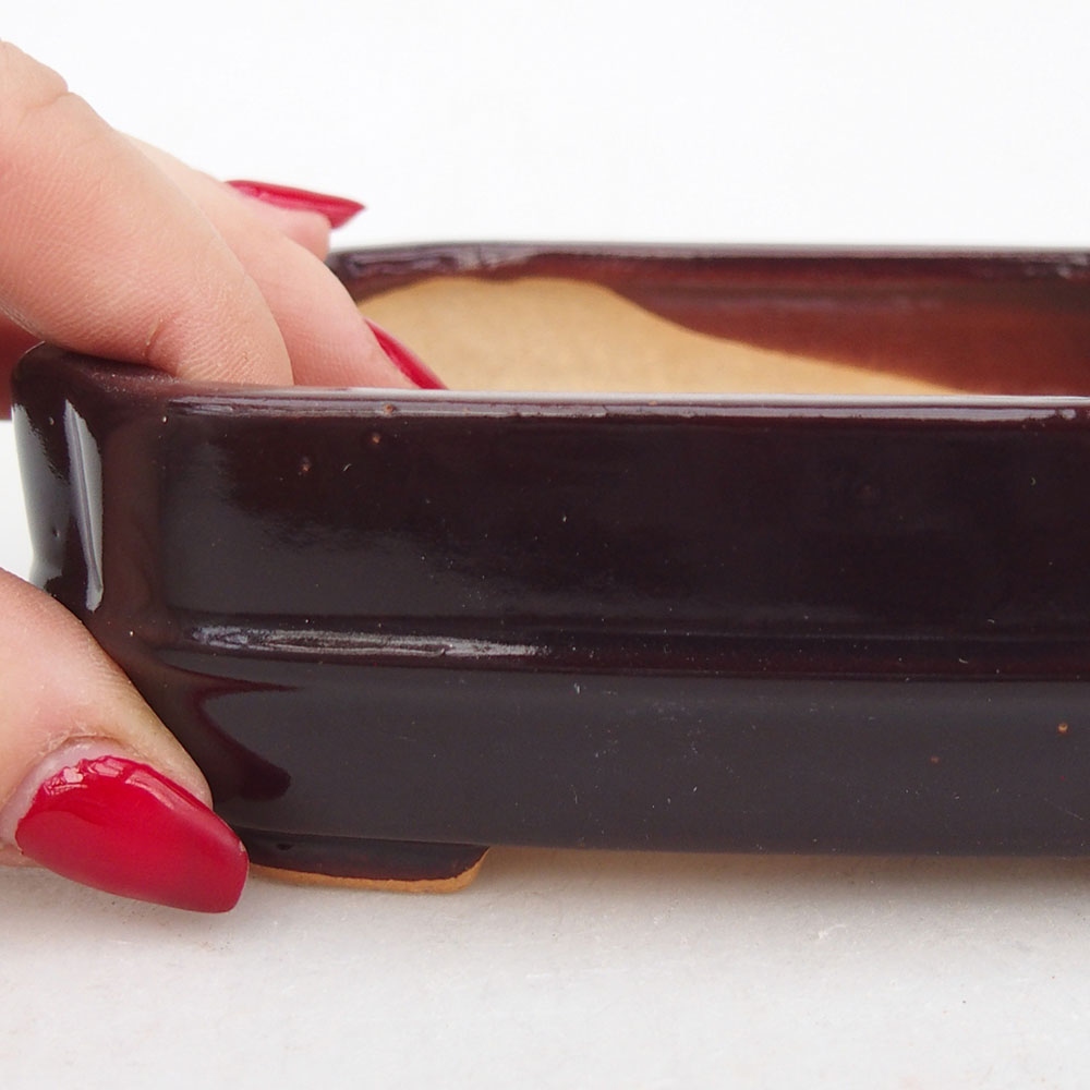 Ceramic bonsai bowl 12 x 10,5 x 4 cm, brown