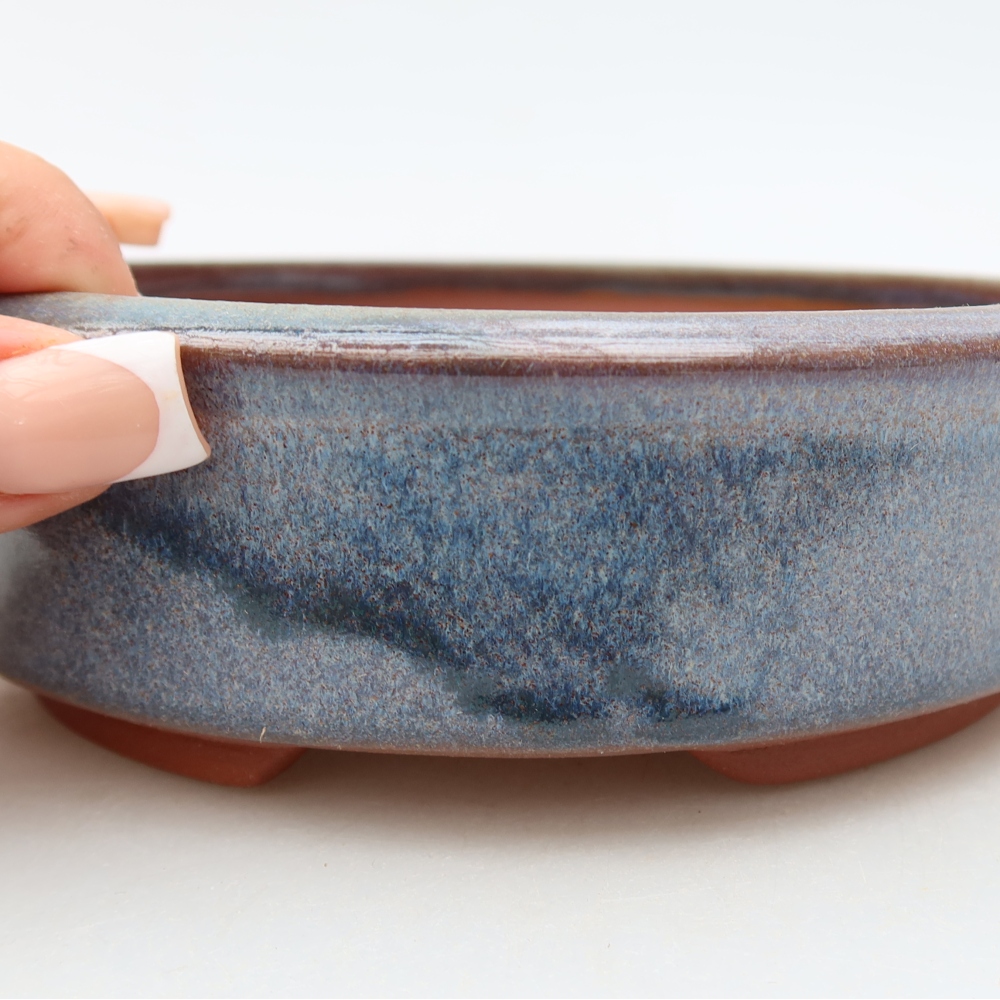 Ceramic bonsai pot, 14.5 x 14.5 x 5 cm, blue