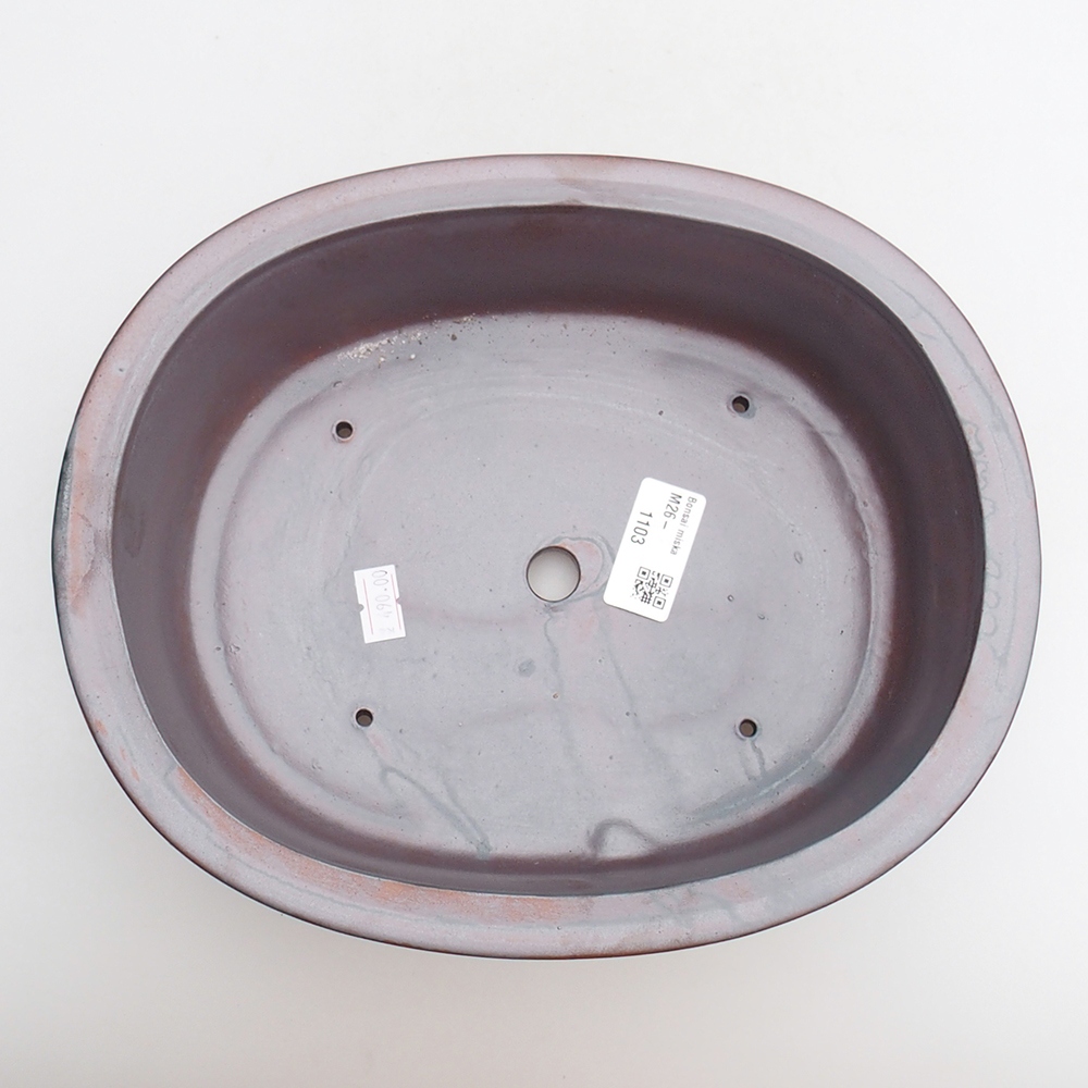 Ceramic bonsai bowl 25 x 20,5 x 8 cm, metal colour