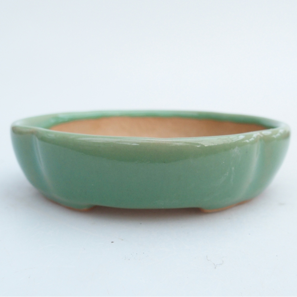 Ceramic bonsai bowl 11 x 11 x 3 cm, green
