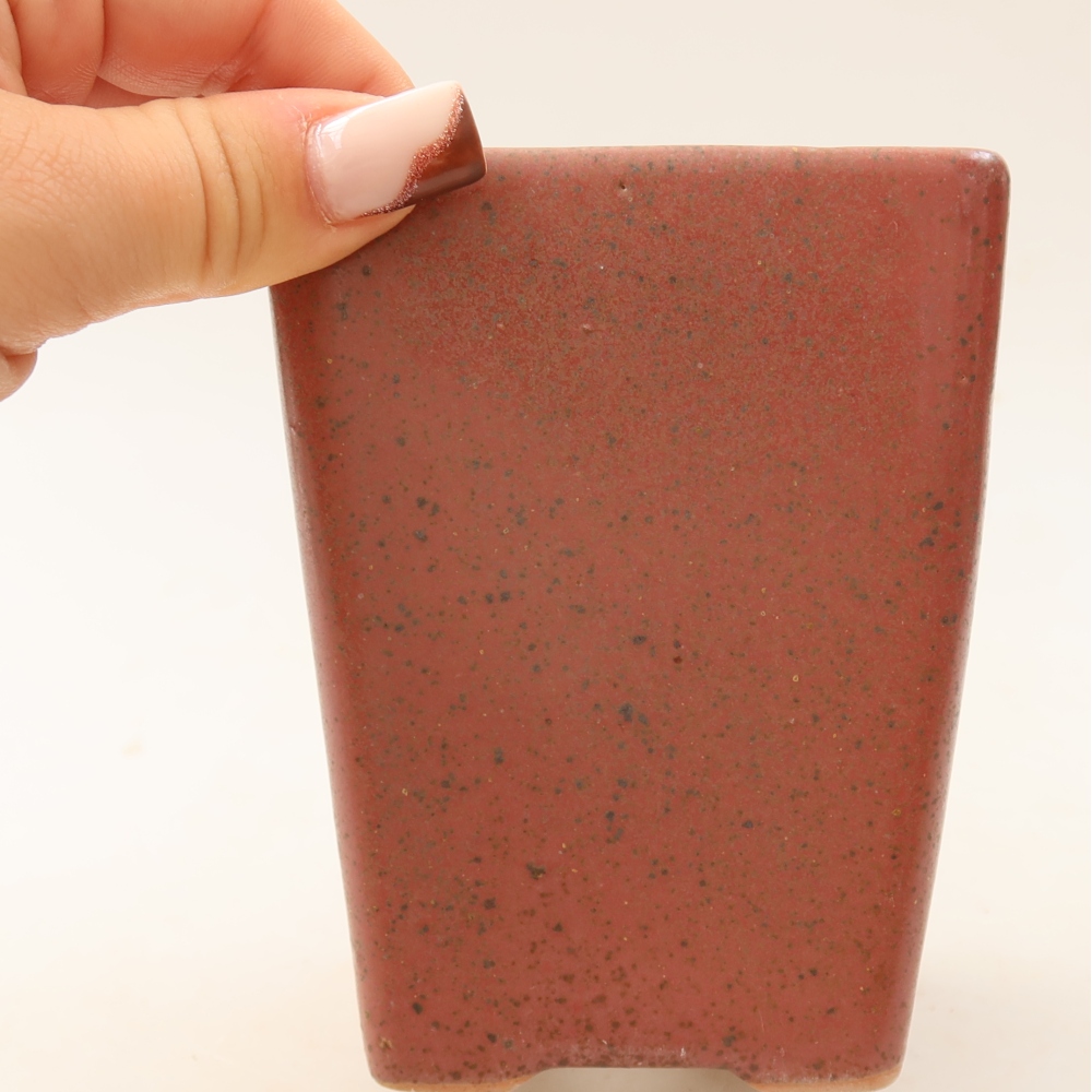 Ceramic bonsai pot, 8.5 x 8.5 x 11 cm, pink
