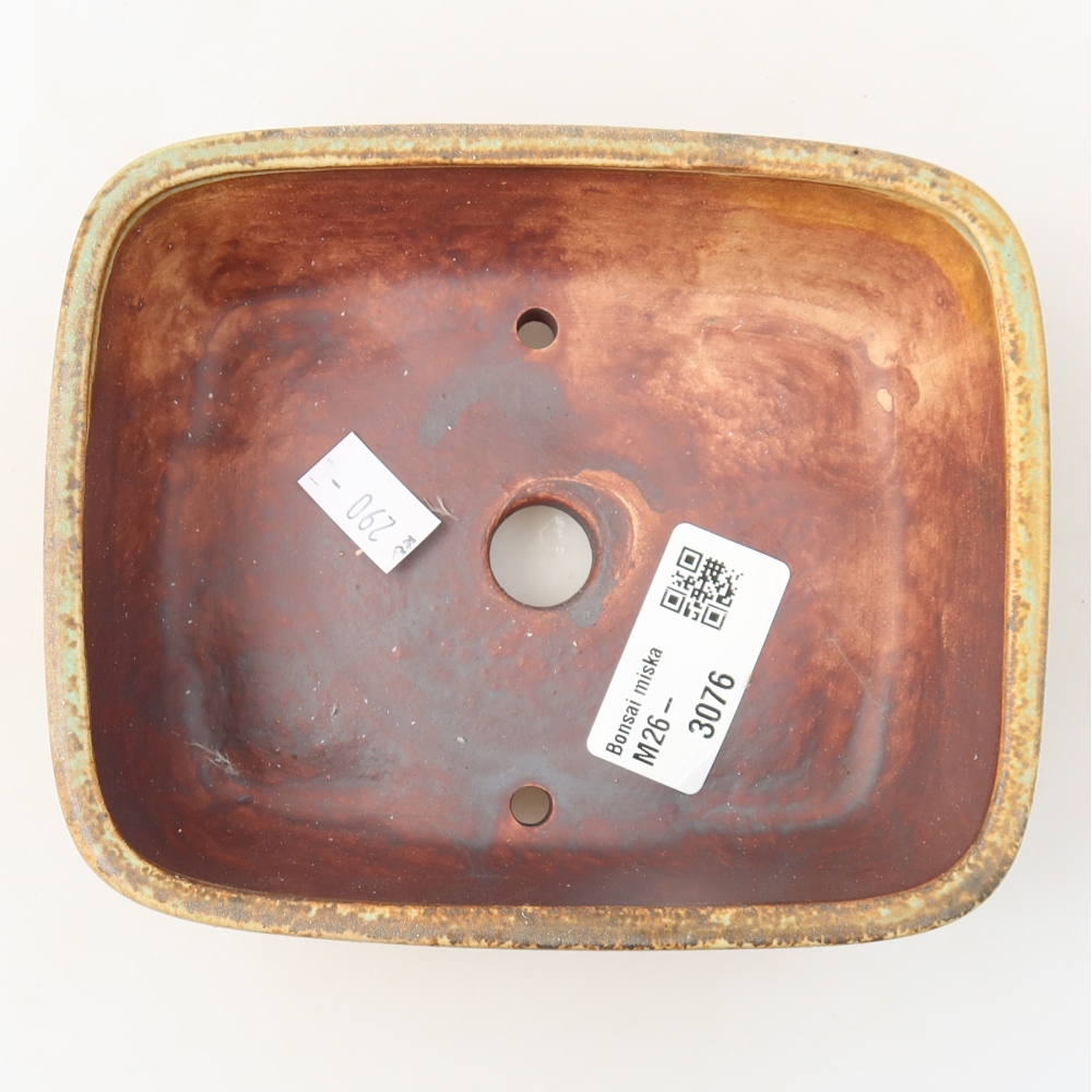 Ceramic bonsai pot, 14 x 11.5 x 4.5 cm, green