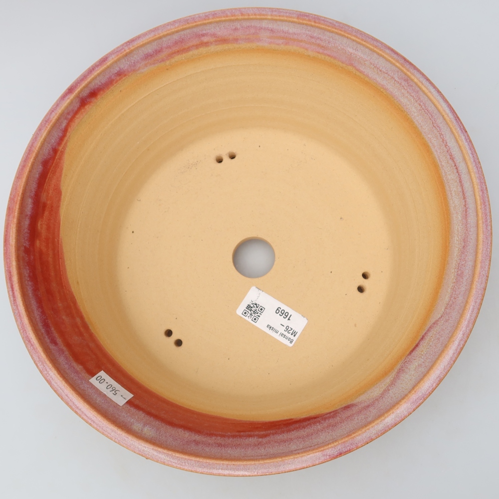 Ceramic bonsai pot, 25.5 x 25.5 x 8.5 cm, pink