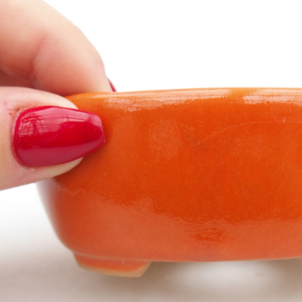 Ceramic bonsai bowl 9,5 x 7,5 x 3,5 cm, orange