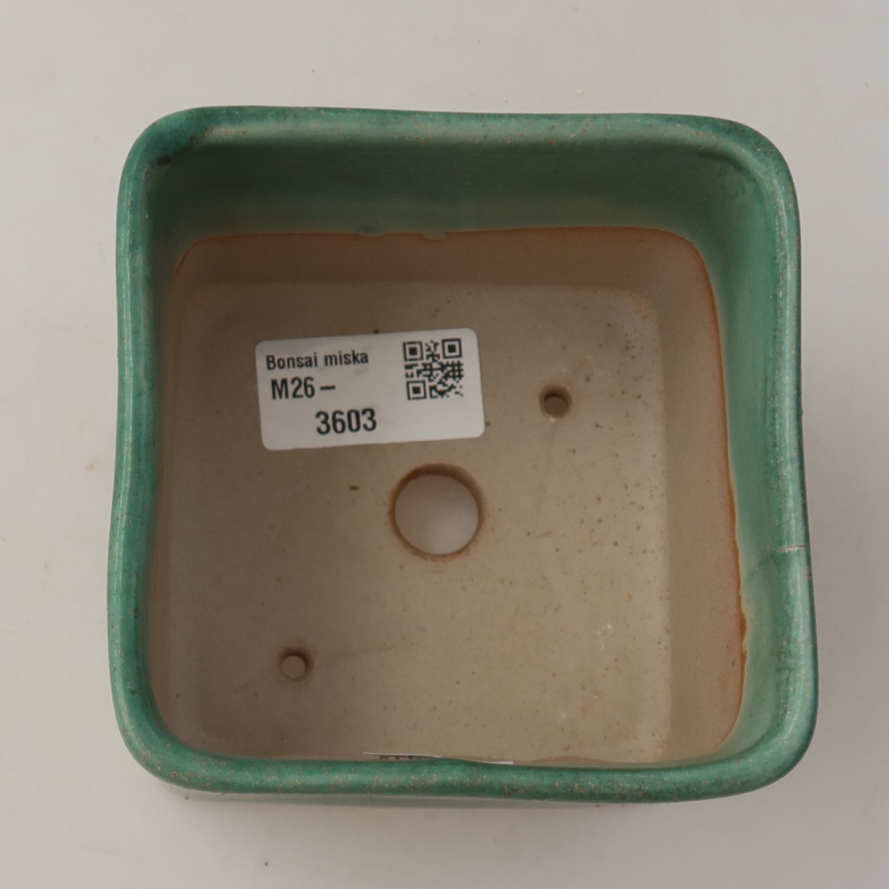 Ceramic bonsai bowl 10 x 10 x 8 cm, green