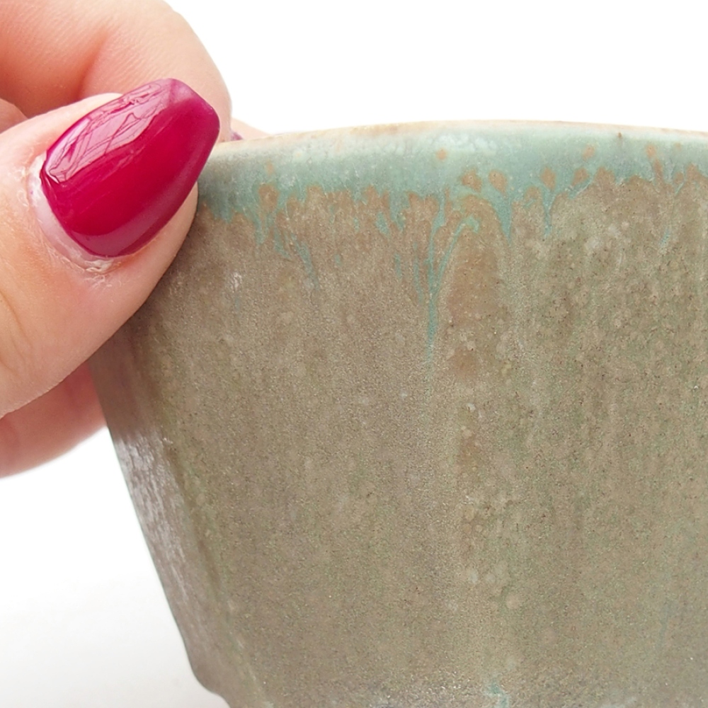 Ceramic bonsai bowl 8,5 x 8,5 x 6 cm, color green