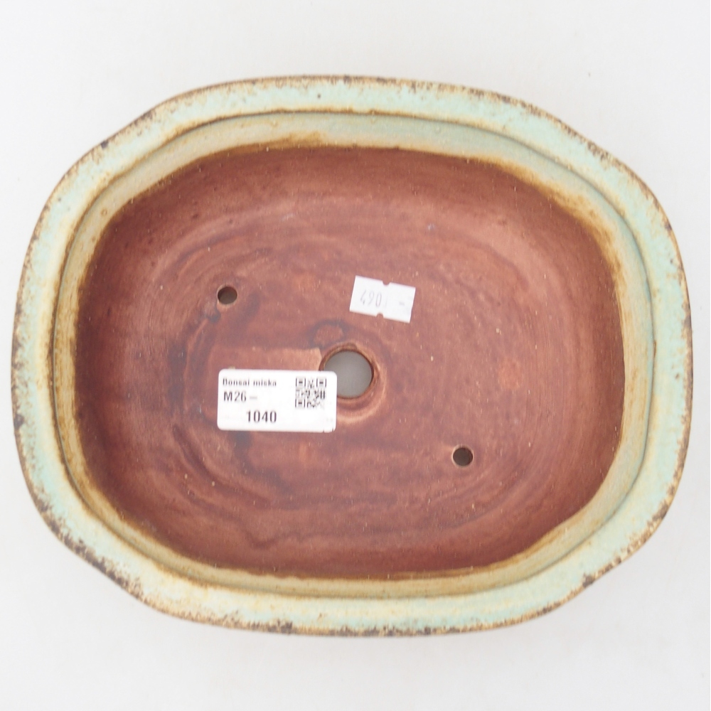 Ceramic bonsai bowl 20 x 16,5 x 7 cm, green
