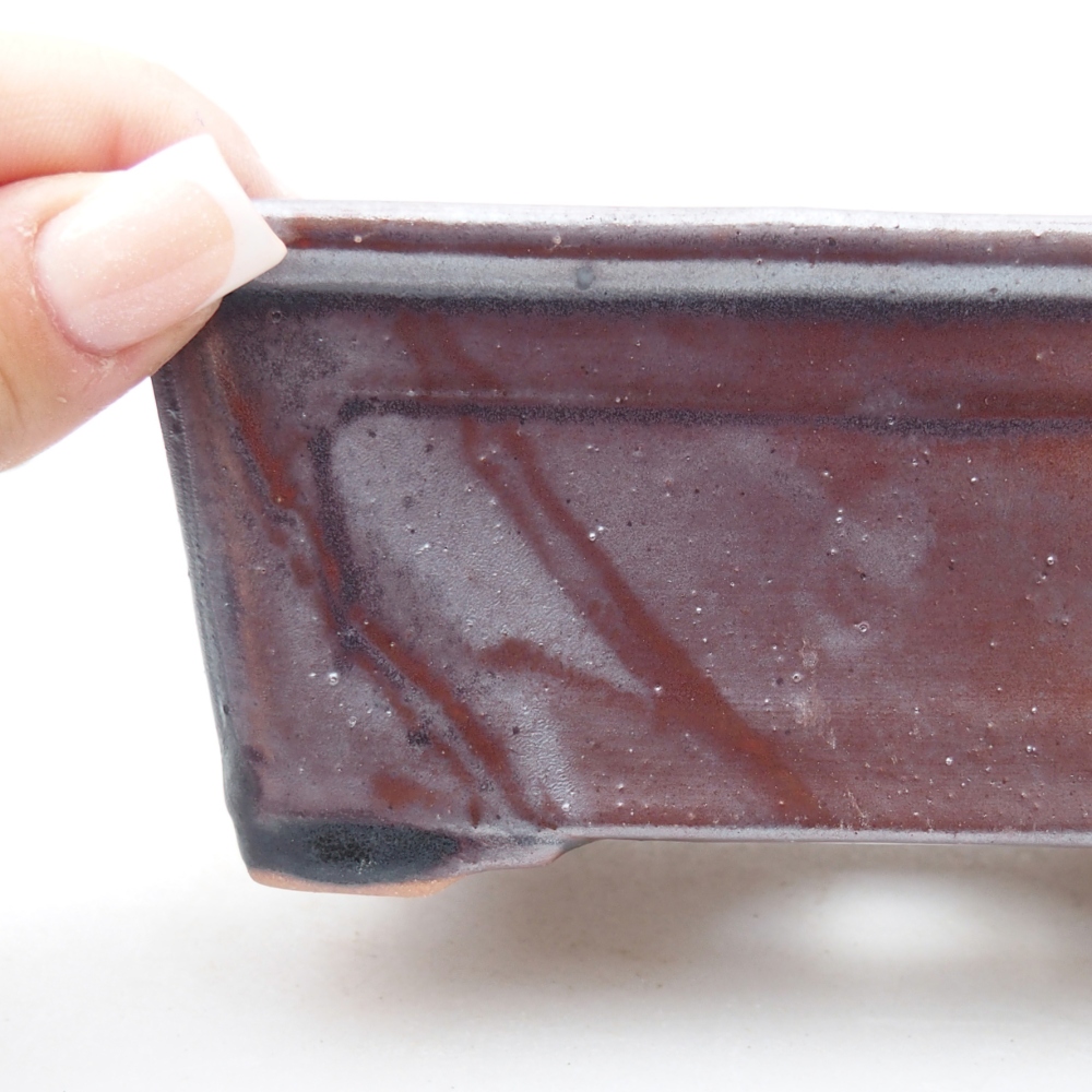 Ceramic bonsai bowl 13,5 x 10 x 5,5 cm, metallic black