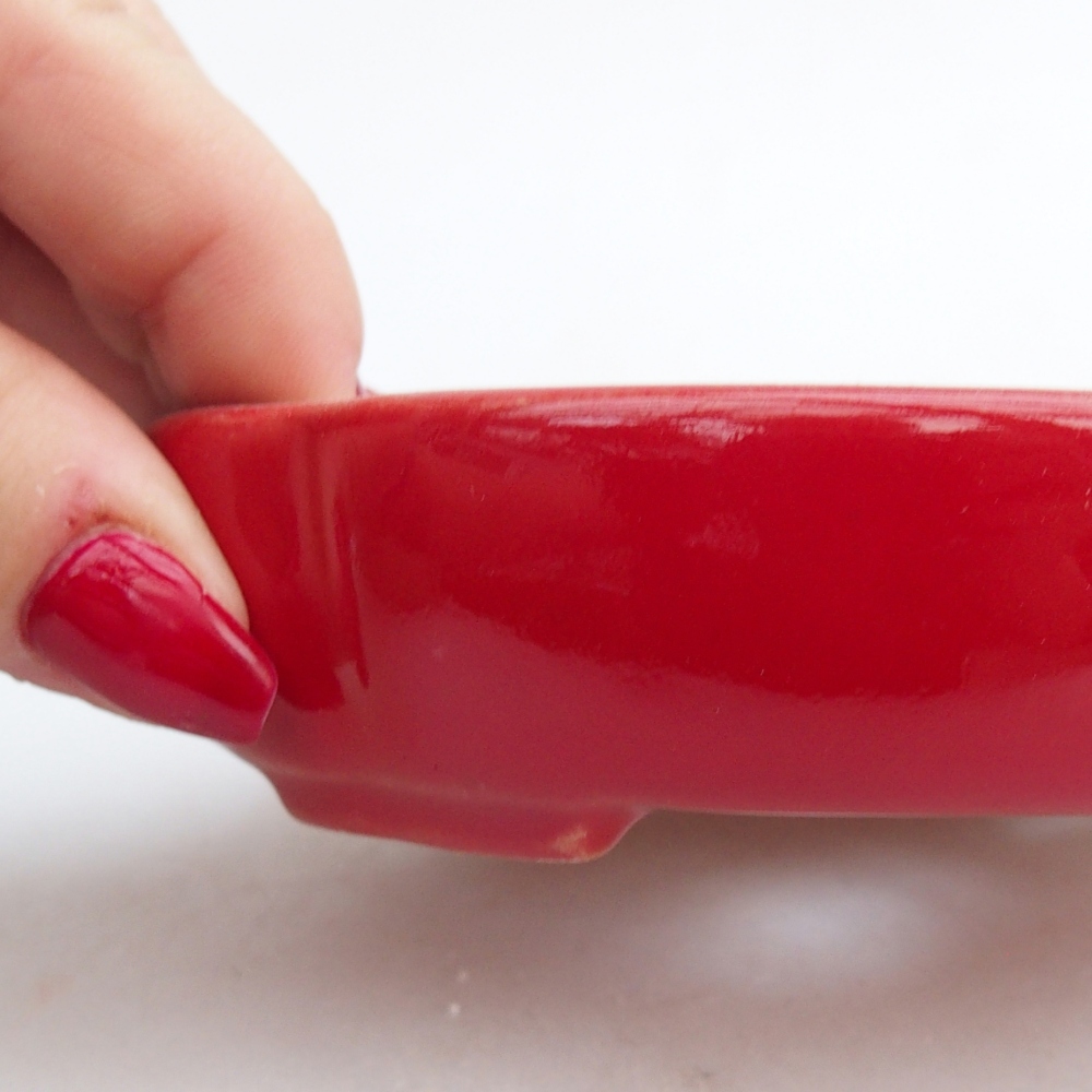 Ceramic bonsai bowl 11 x 11 x 3 cm, colour red