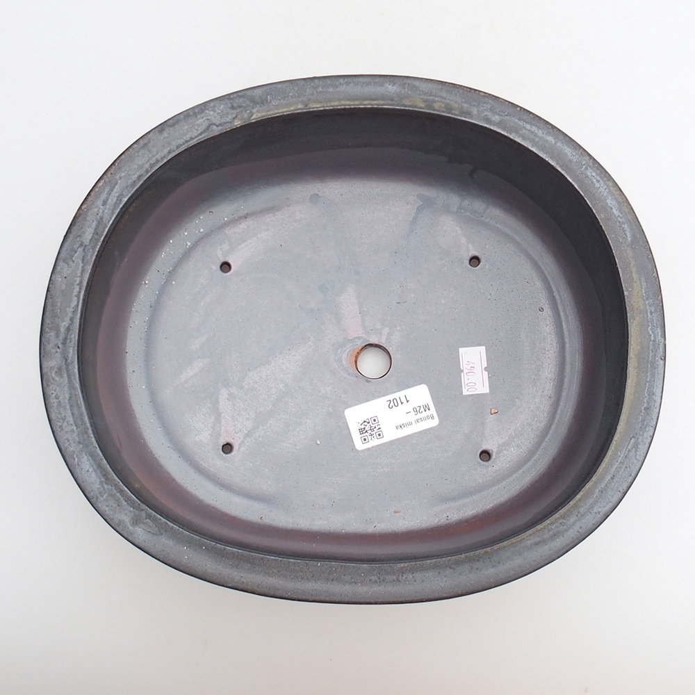 Ceramic bonsai bowl 25 x 20,5 x 8 cm, metal colour
