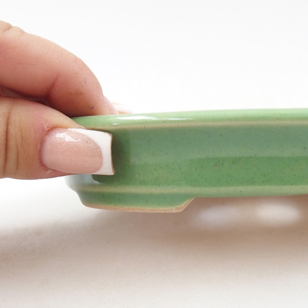 Ceramic bonsai bowl 12,5 x 10,5 x 2 cm, green