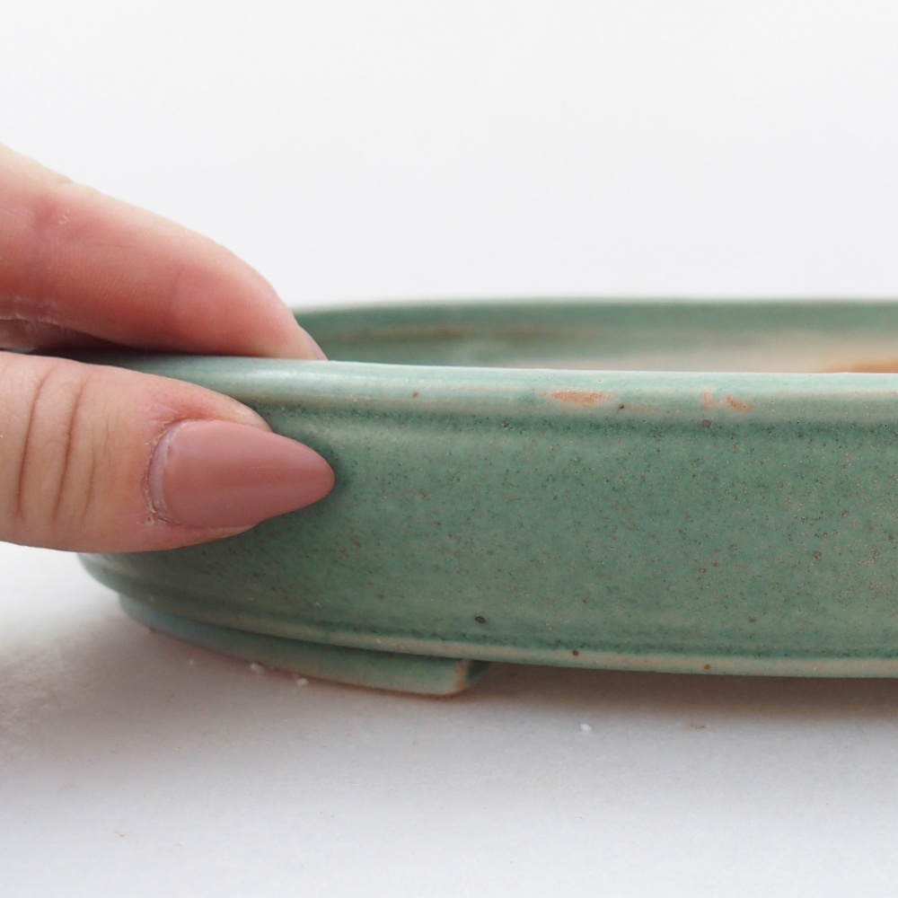 Ceramic bonsai bowl 24 x 19,5 x 4 cm, green