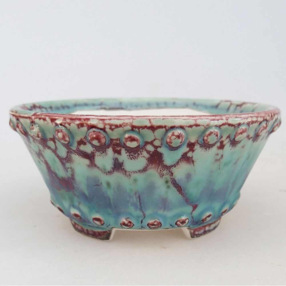 Ceramic bonsai bowl 10,5 x 10,5 x 5 cm, green