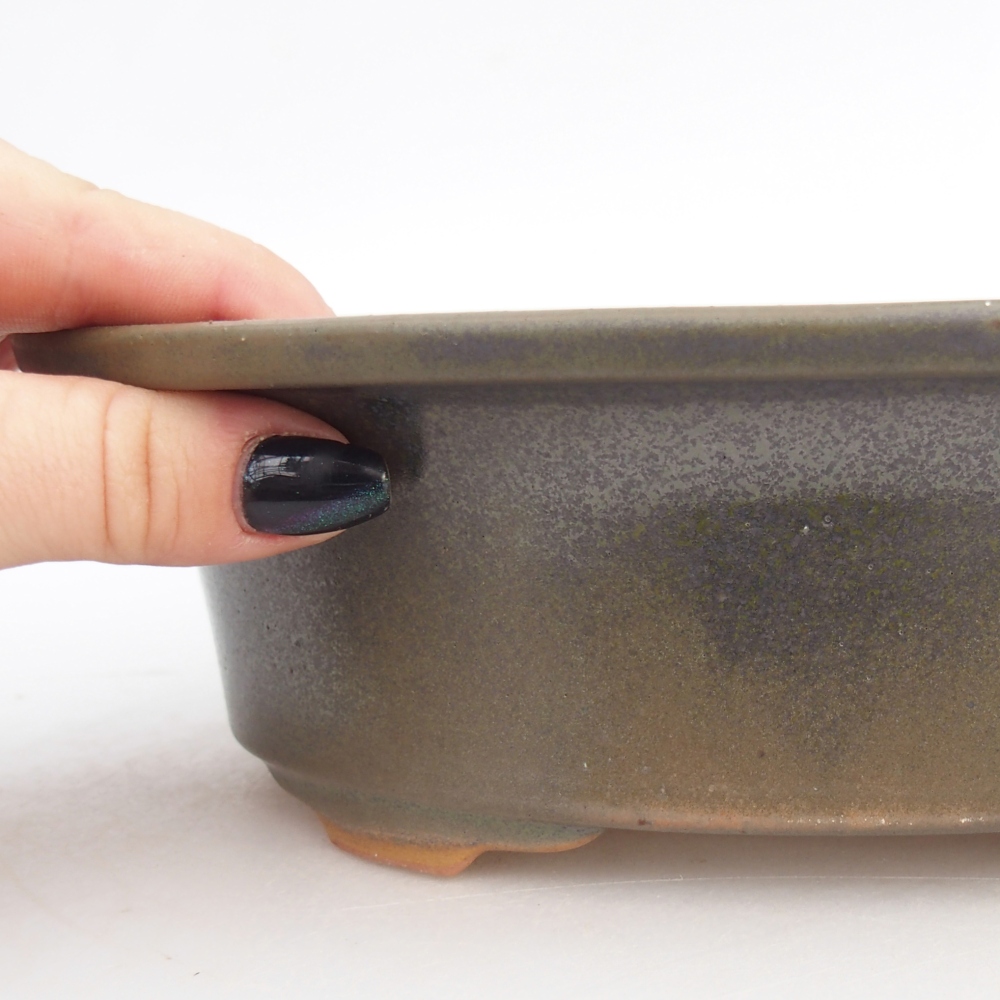 Ceramic bonsai bowl 22,5 x 18,5 x 7 cm, green