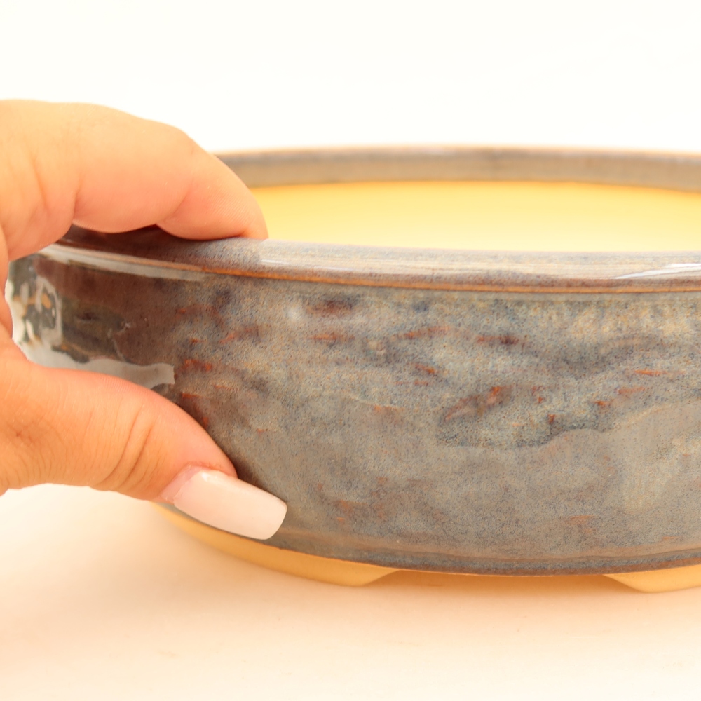Ceramic bonsai pot, 26.5 x 26.5 x 7.5 cm, gray