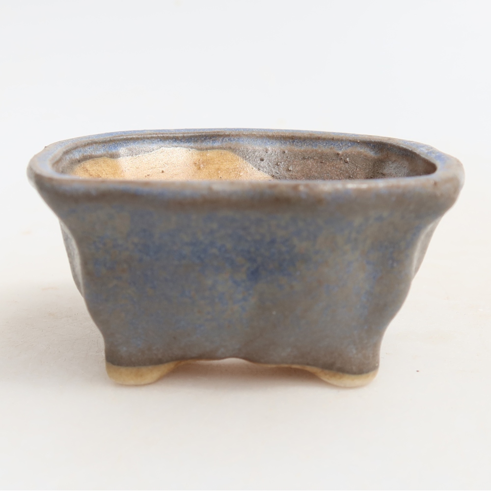 Ceramic bonsai pot, 7 x 7 x 3.5 cm, blue