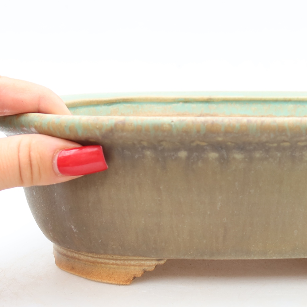 Ceramic bonsai bowl 25 x 21 x 8 cm, green